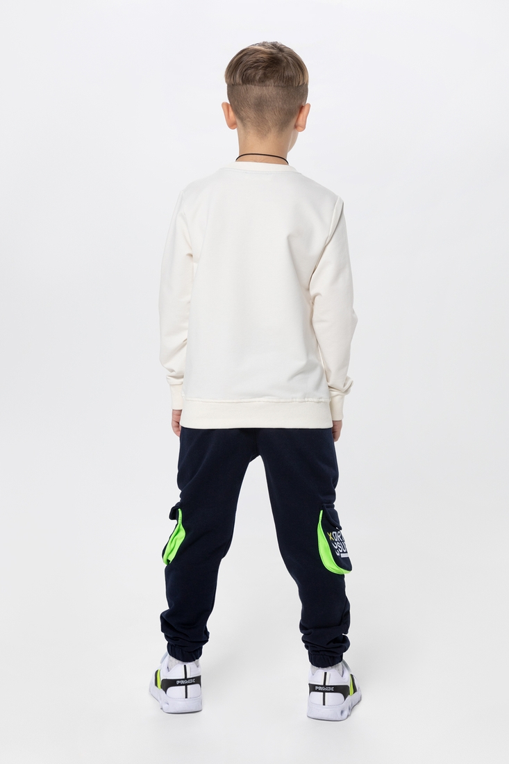 Фото Спортивні штани для хлопчика манжет з принтом Hees 2035 140 см Темно-синій (2000990162007W)