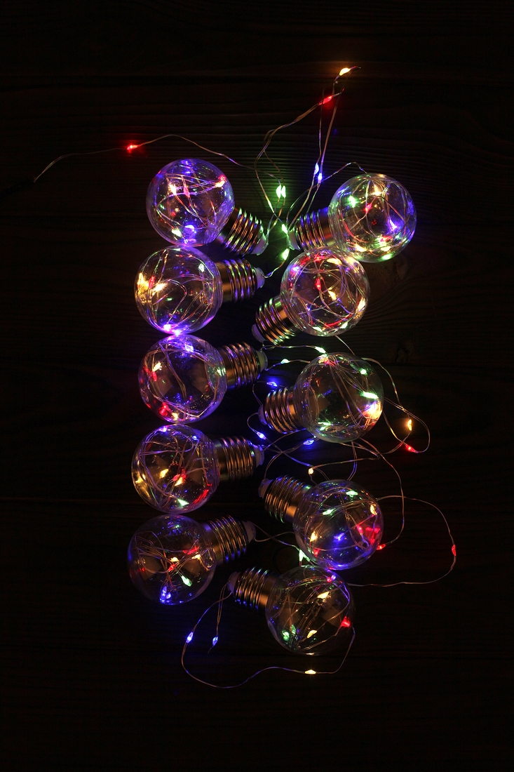 Фото Светодиодная гирлянда 10LED разноцветная Лампочки WWI030955 (6952004708540)(NY)