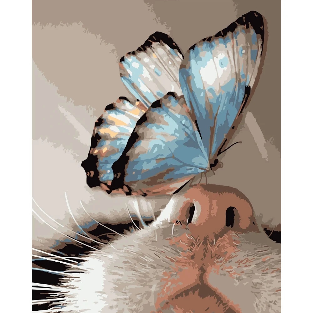 Фото Картина за номерами Метелик на носику Strateg розміром 40х50 см DY024 (4823113835361)