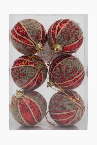 Фото Набор подвеска "Новогоднее украшение шар красный" 5,5 см 6 шт. JLI0312133 (2000903033813)(NY)