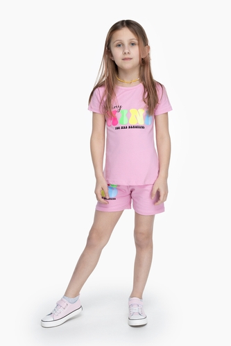Фото Костюм (футболка+шорти) для дівчинки Baby Show 16231 128 см Рожевий (2000989601555S)