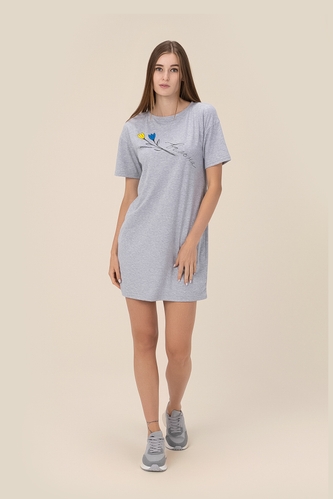 Фото Сукня-футболка жіноча з принтом "Вільна" LAWA CTM P-WB02333 2XL Сірий (2000990056764S)(LW)