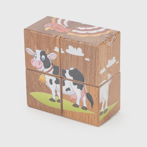 Фото Набор деревянных кубиков "Домашние животные" 15403 Разноцветный (4600031154039)