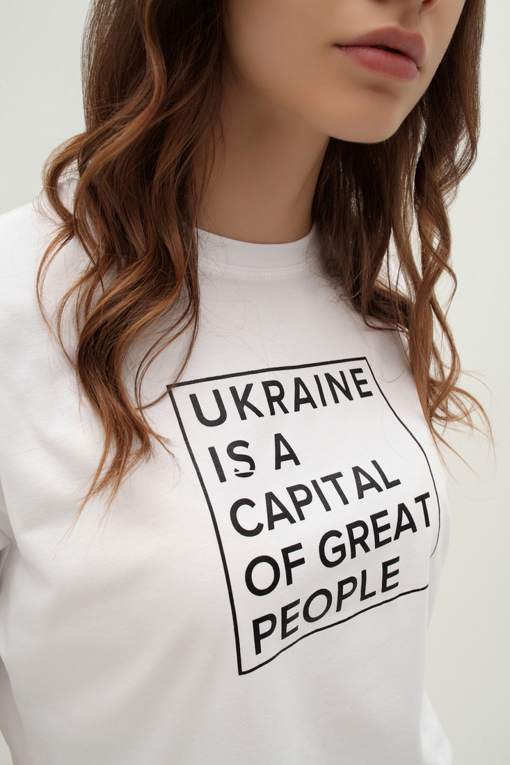 Фото Футболка HECTOR 24551 "Ukraine is a capital" S/M Білий (2000989099505A)