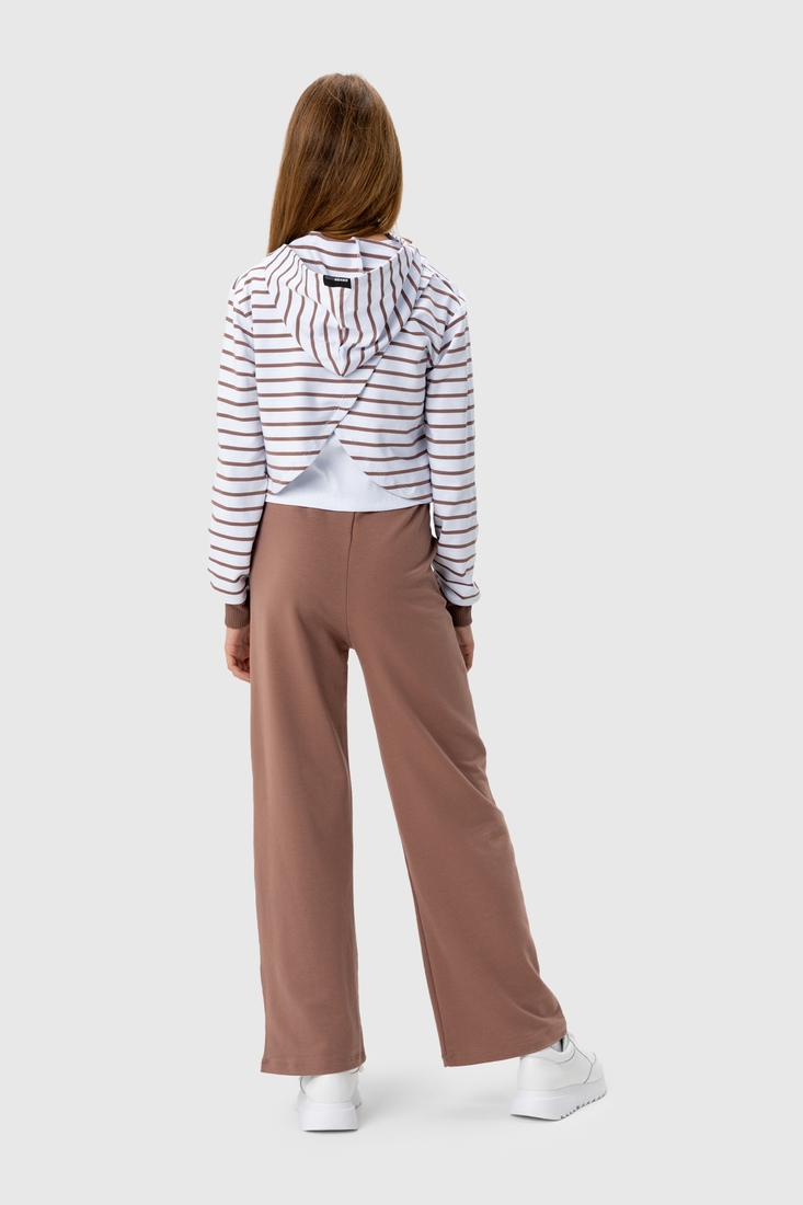 Фото Костюм (худи+майка+штаны) для девочки Viollen 2189 152 см Бело-коричневый (2000990091727D)