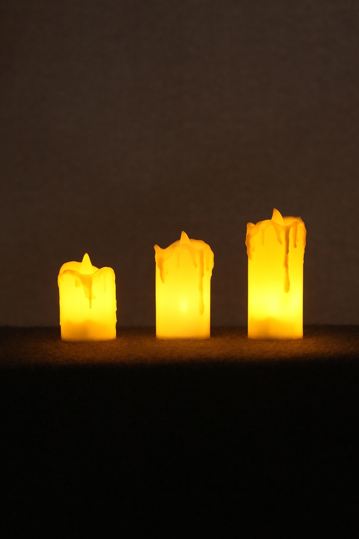 Набор LED свечей 3шт. 264 5х3,5см; 6,5х3,5см; 8х3,5см Молочный (2000989483793A)