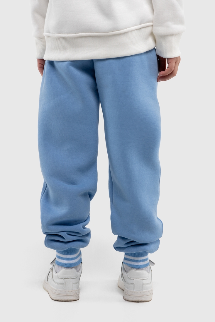 Фото Спортивні штани однотонні дитячі AZN 851 128 см Блакитний (2000990215727W)