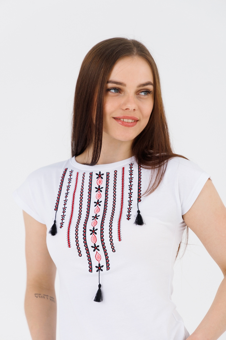 Фото Вишиванка футболка жіноча Melanika Намисто 3XL Білий (2000990566430A)