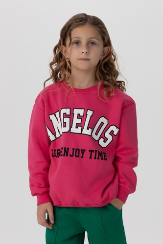 Свитшот с принтом для девочки ANGELOS LX-294 158 см Малиновый (2000990214638W)