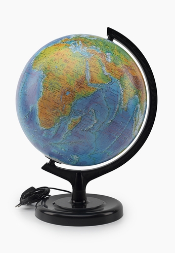 Глобус "Фізичний/Політичний"з подвійною картою (d 26 см),лакований,з підсвітленням.,підставка (чорна (2000904439416)