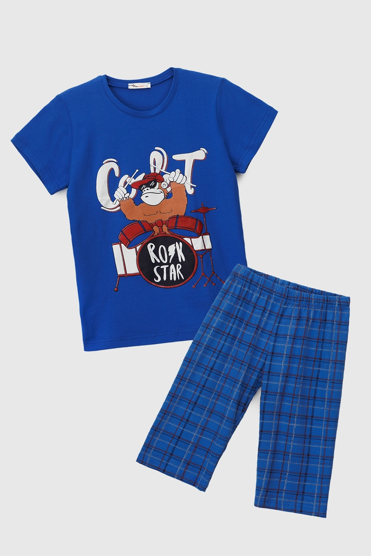 Фото Піжама футболка+капрі для хлопчика Tom John 89153 116-122 см Синій (2000990637338S)
