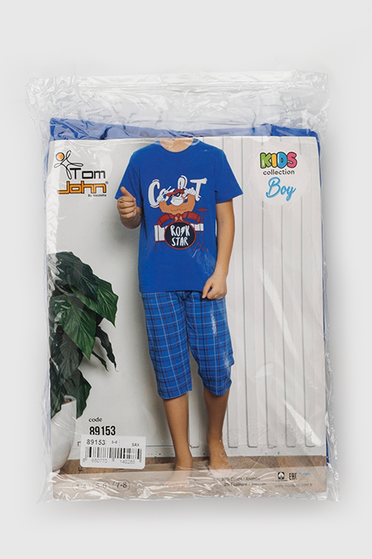Фото Пижама футболка+капри для мальчика Tom John 89153 116-122 см Синий (2000990637338S)