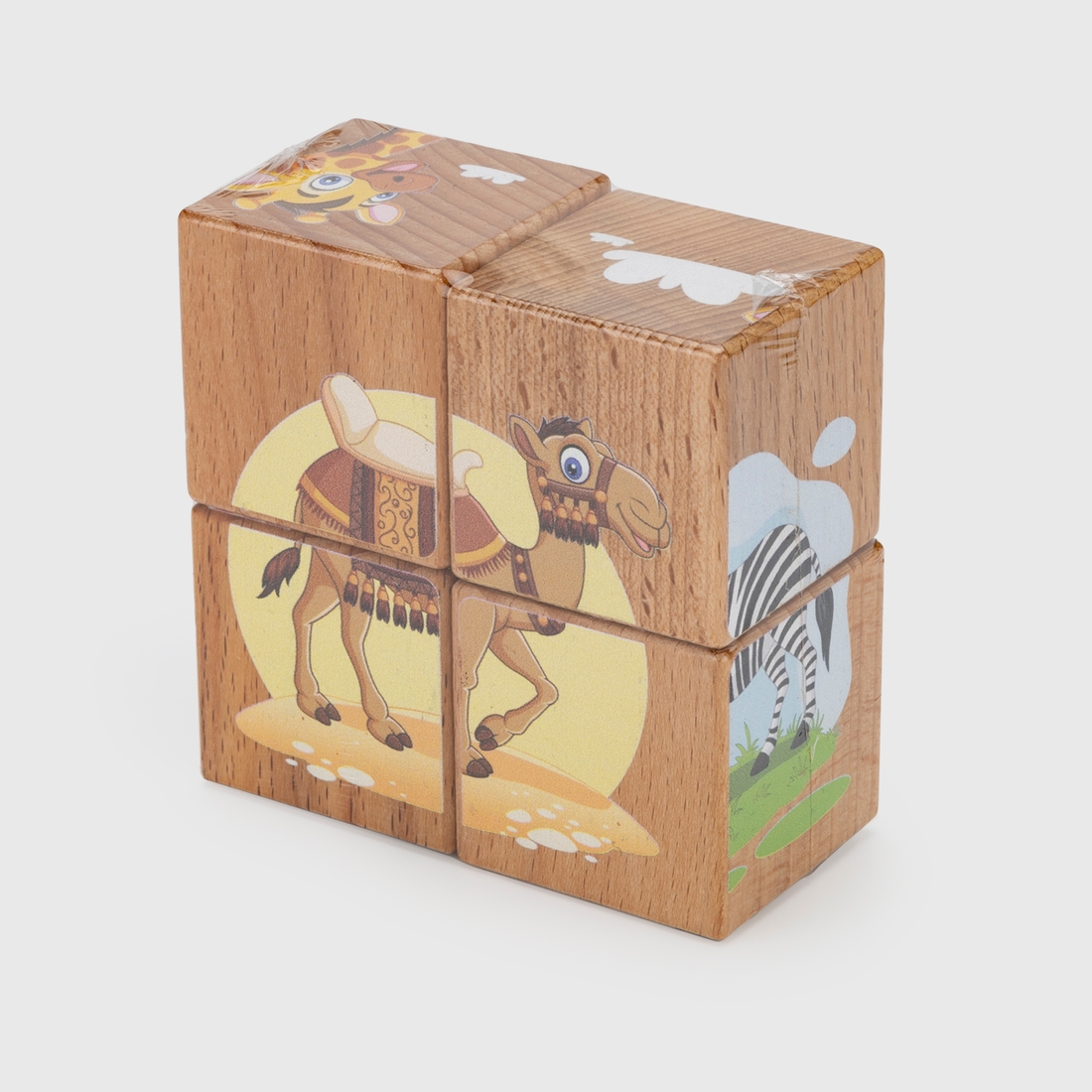 Фото Набор деревянных кубиков "Животные жарких стран" 15403 Разноцветный (4600031154046)