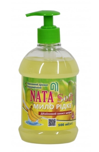 Фото Мило рідке "NATA-soft" з ароматом банана, флакон 500 мл (4823112600656)