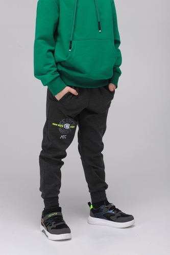 Фото Спортивні штани для хлопчика з принтом Atescan 2316 128 Темно-сірий (2000989464402D)