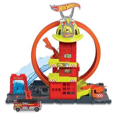 Фото Игровой набор Hot Wheels City Супер петля с пожарной станцией HKX41 (194735109661)