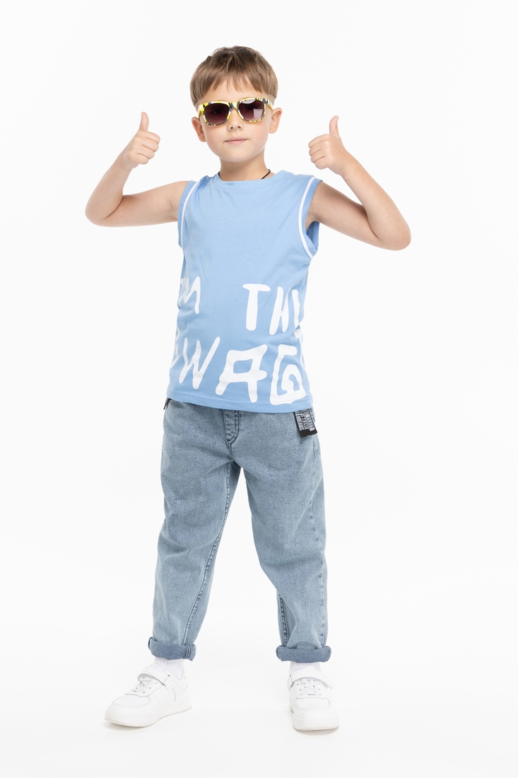 Фото Майка з принтом для хлопчика MAGO 23-3171 92 см Блакитний (2000989768913S)