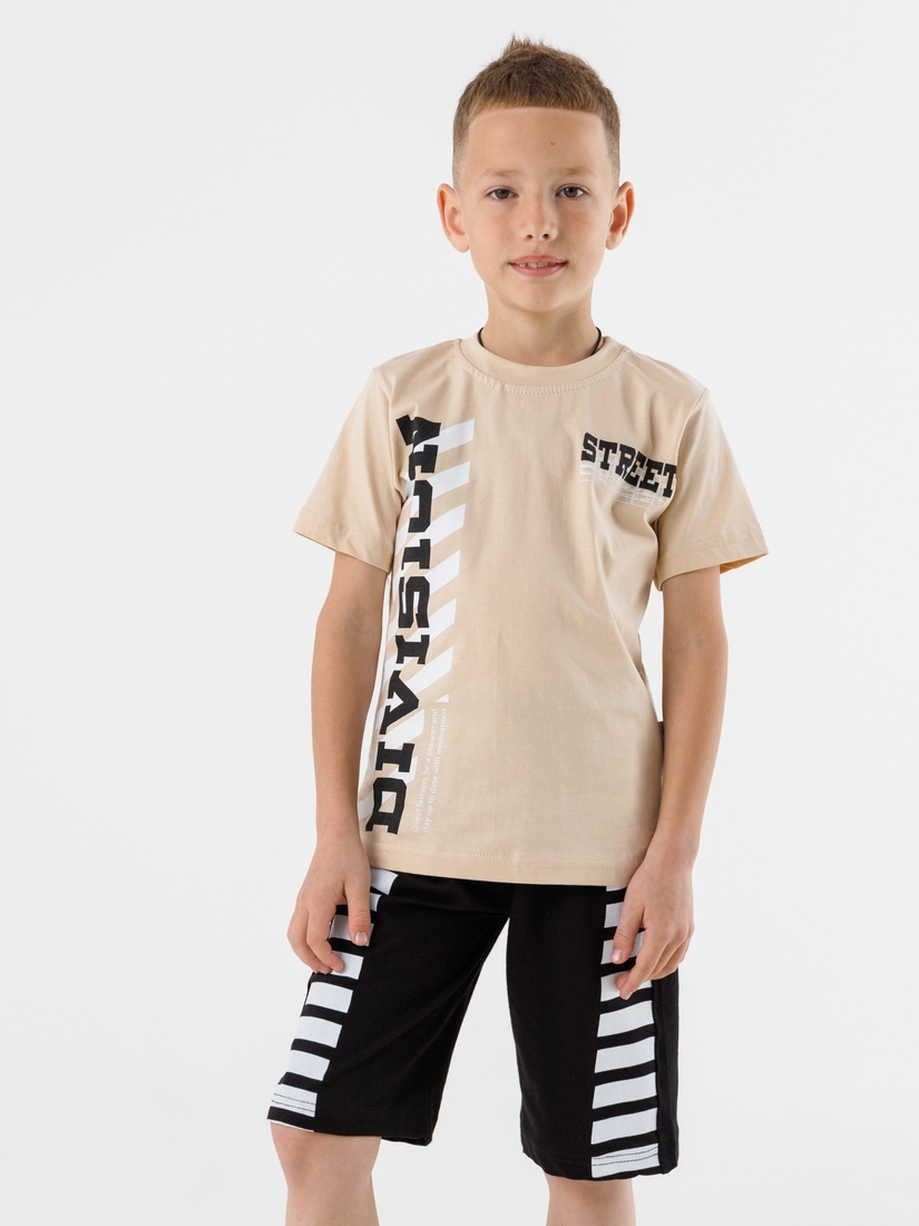 Фото Костюм для мальчиков (футболка+шорты) Baby Show 5542 122 см Бежевый (2000990473981S)