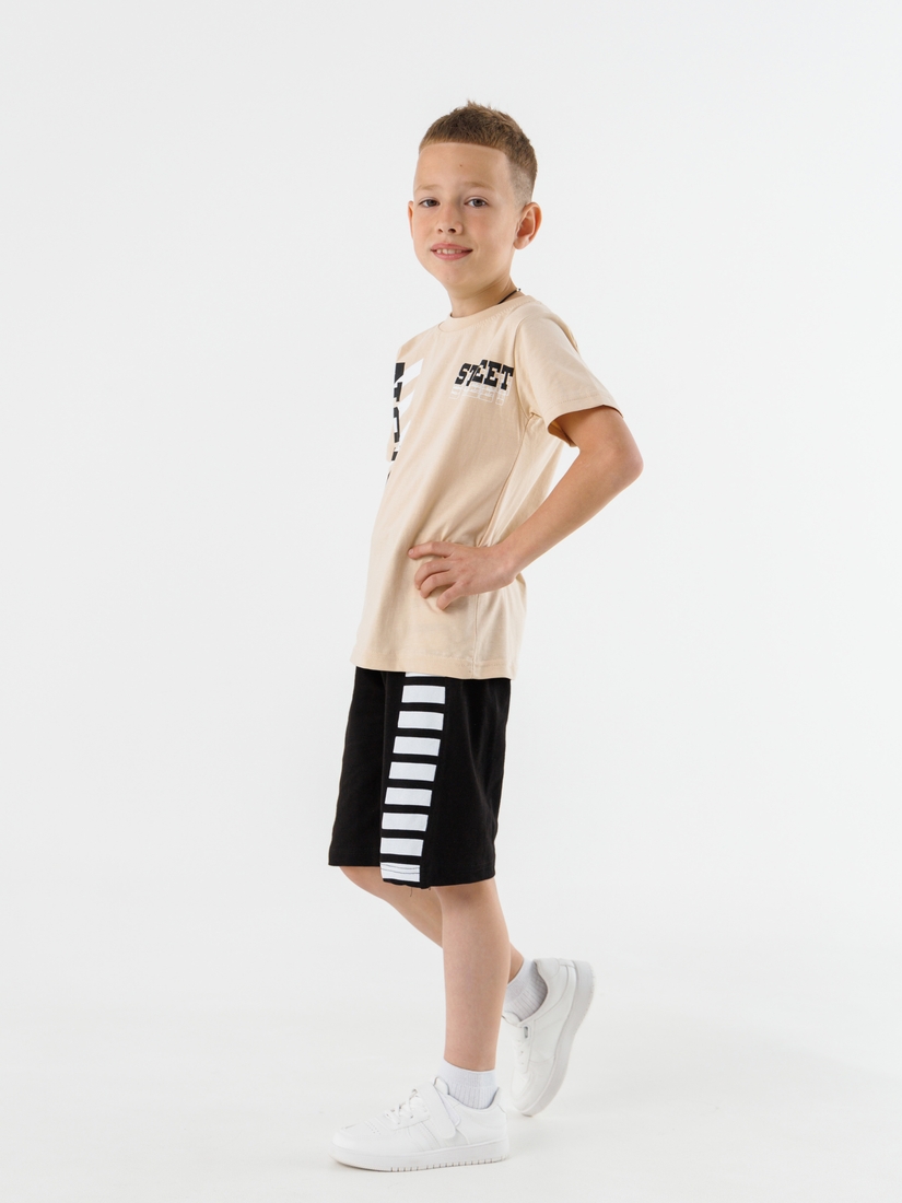 Фото Костюм для мальчиков (футболка+шорты) Baby Show 5542 140 см Бежевый (2000990473974S)