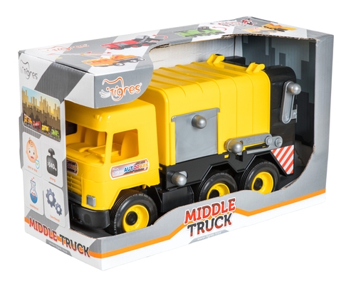 Фото Авто "Middle truck" сміттєвоз (жовтий) в коробці (2000903061953)