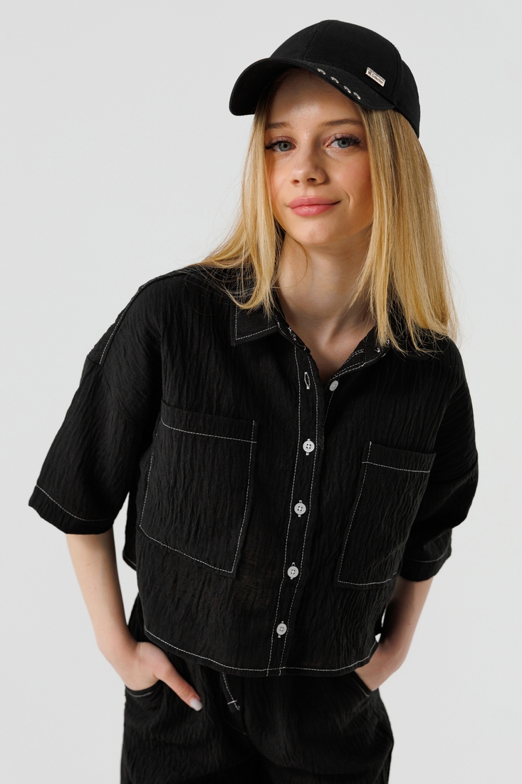 Фото Костюм для дівчинки(сорочка+штани) LocoLoco 9008 158 см Чорний (2000990348708S)