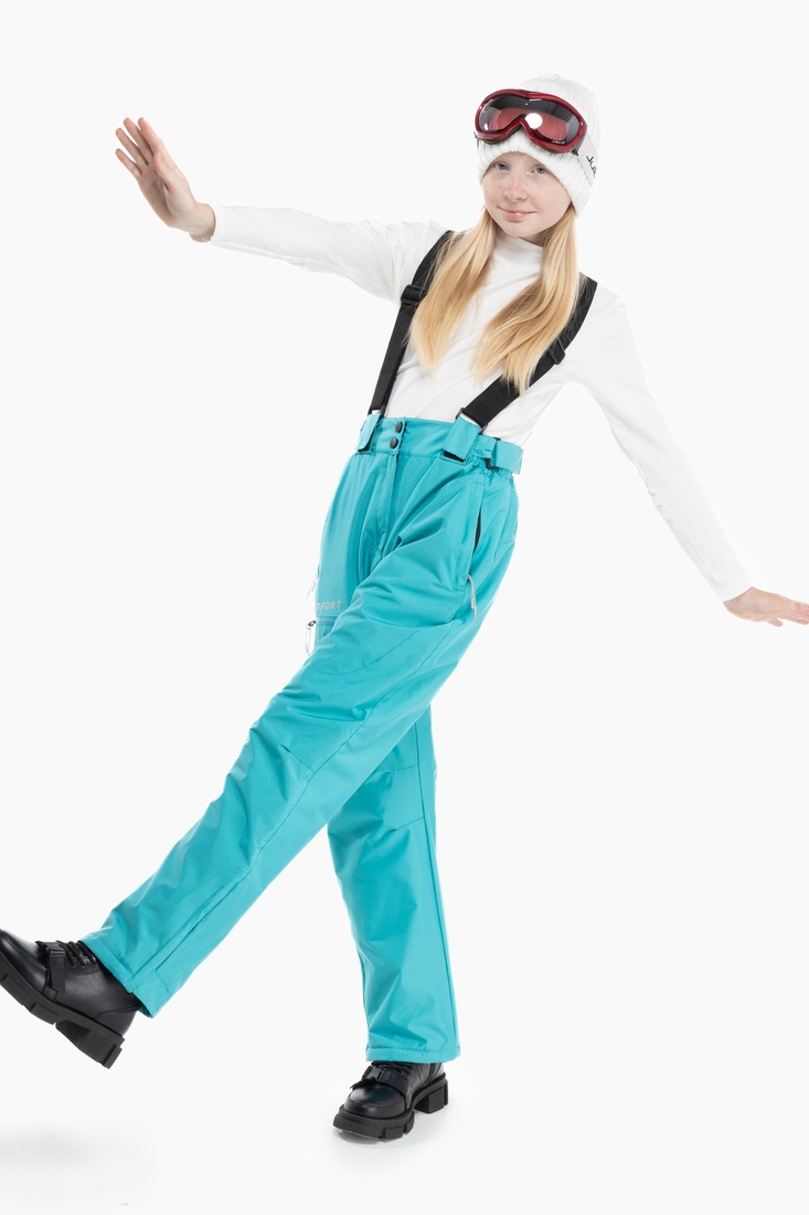 Фото Штани на шлейках для дівчинки A-32 140 см Бірюзовий (2000989627005W)