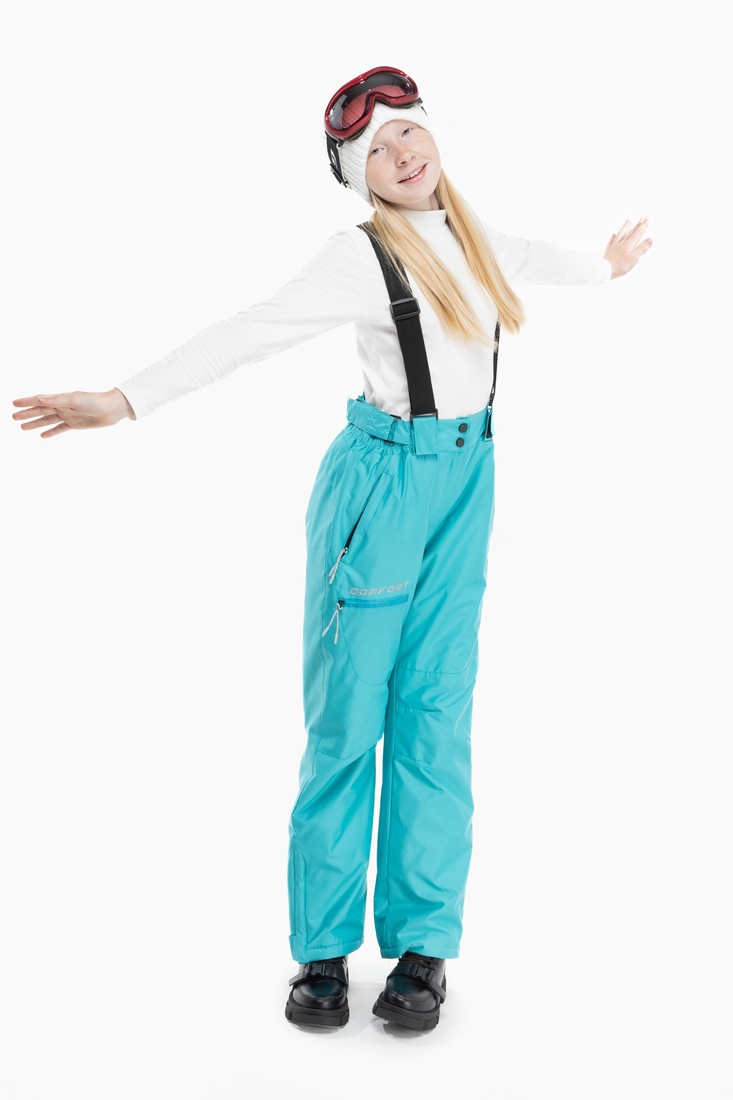 Фото Штани на шлейках для дівчинки A-32 140 см Бірюзовий (2000989627005W)
