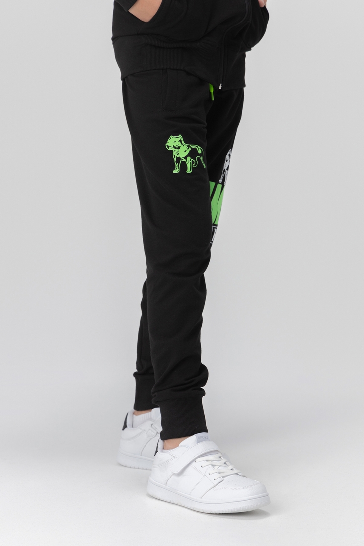 Фото Спортивний костюм для хлопчика (кофта, штани) AZN 826 170 см Чорно-зелений (2000989968733D)