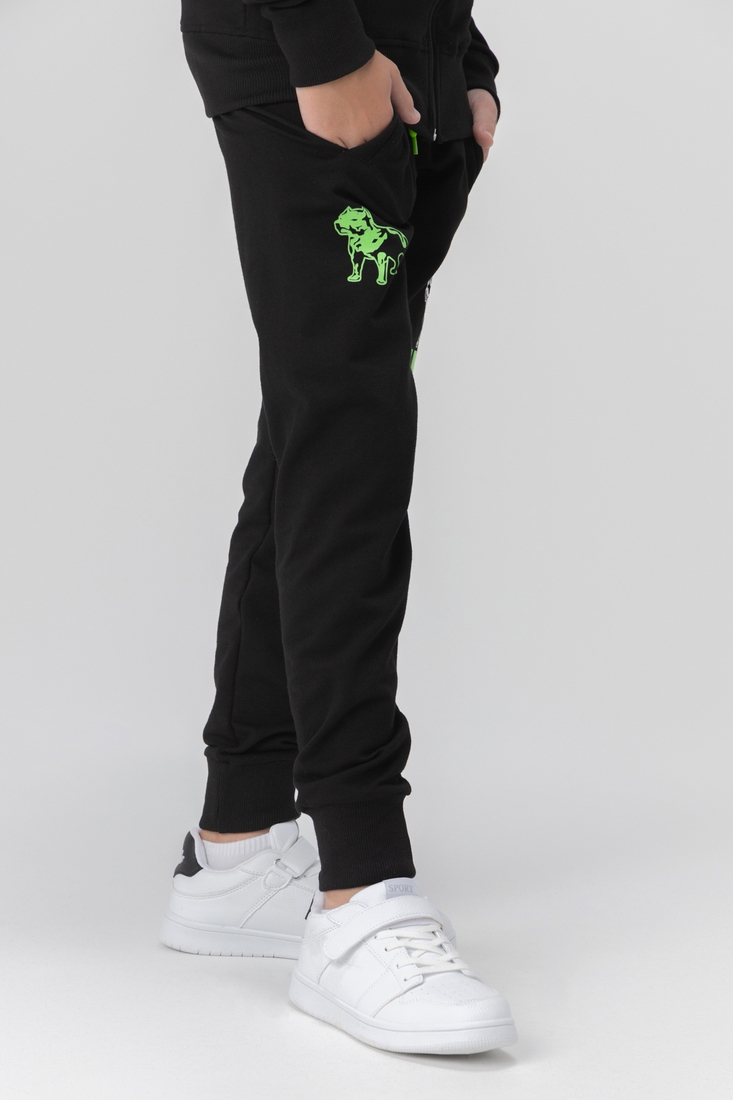 Фото Спортивний костюм для хлопчика (кофта, штани) AZN 826 128 см Чорно-зелений (2000989968696D)