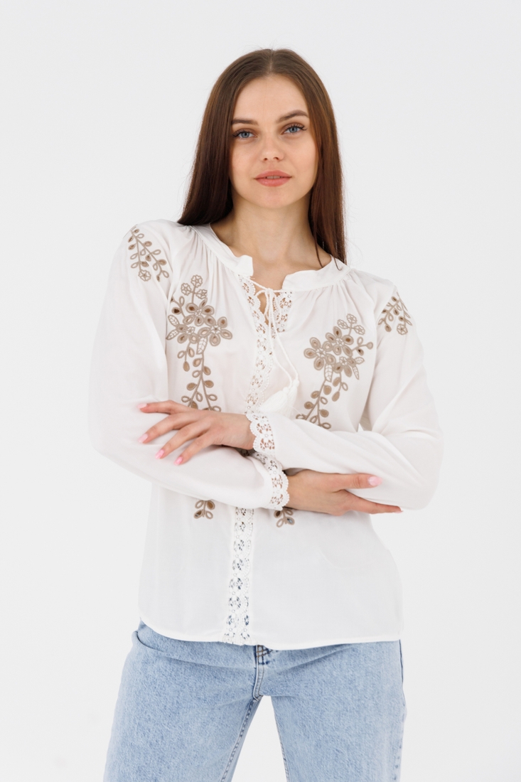 Фото Вишиванка сорочка з принтом жіноча Es-Q 2214 L Білий (2000990588456A)