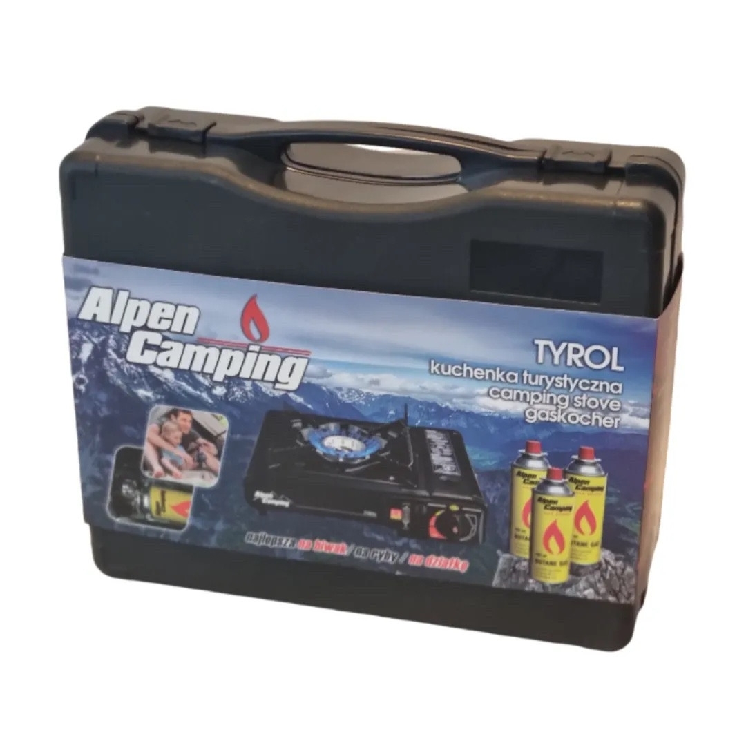Фото Портативна газова туристична плита з кейсом (без газу) Alpen Camping Tyrol (2000989359241)