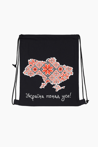 Фото Эко-сумка Орнамент карта Украины 33,5х40 см Черный (2000989199274D)