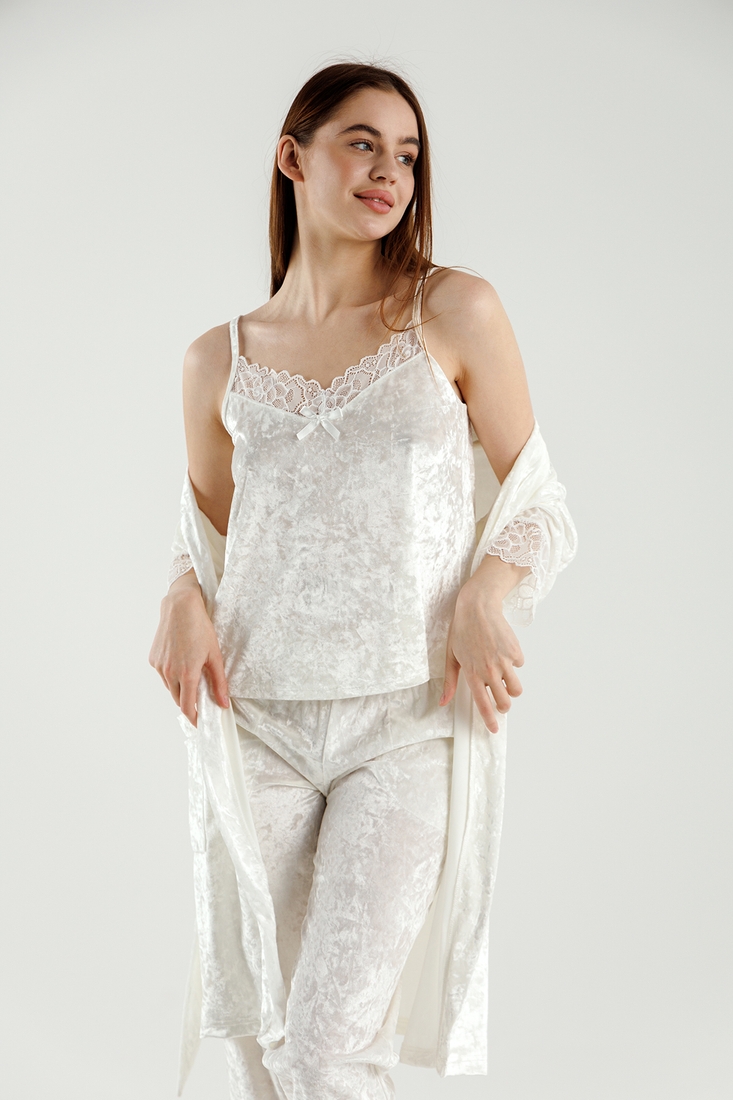 Фото Комплект халат+піжама жіночий Nicoletta 87093 S Білий (2000990389046А)