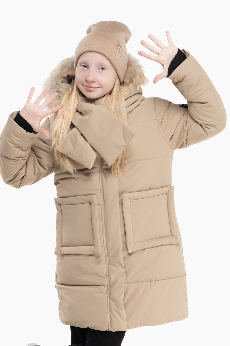 Фото Куртка для девочки 385 134 см Бежевый (2000989631750W)