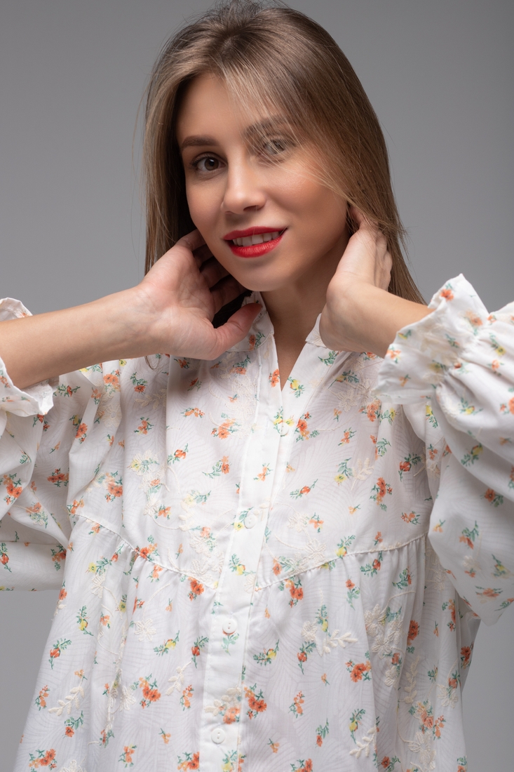 Фото Рубашка женская с узором Es-Q 5013 S Белый (2000989525769D)