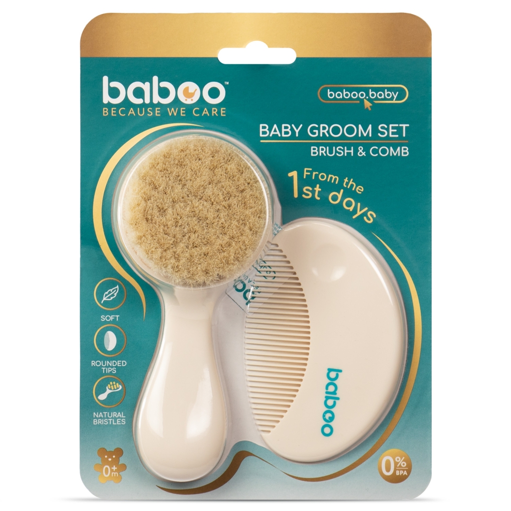 Фото Набір для догляду за дитиною BABOO 12-003 дві щіточки для волосся, 0+ місяців (5057778120039)