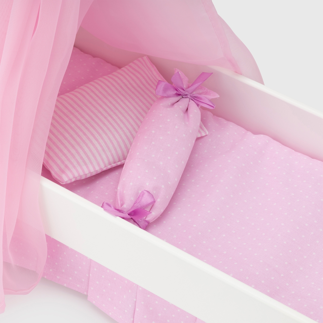 Фото Кроватка для кукол "Звезда" с постельным бельем и балдахином 73119 Белый (4600031731193)