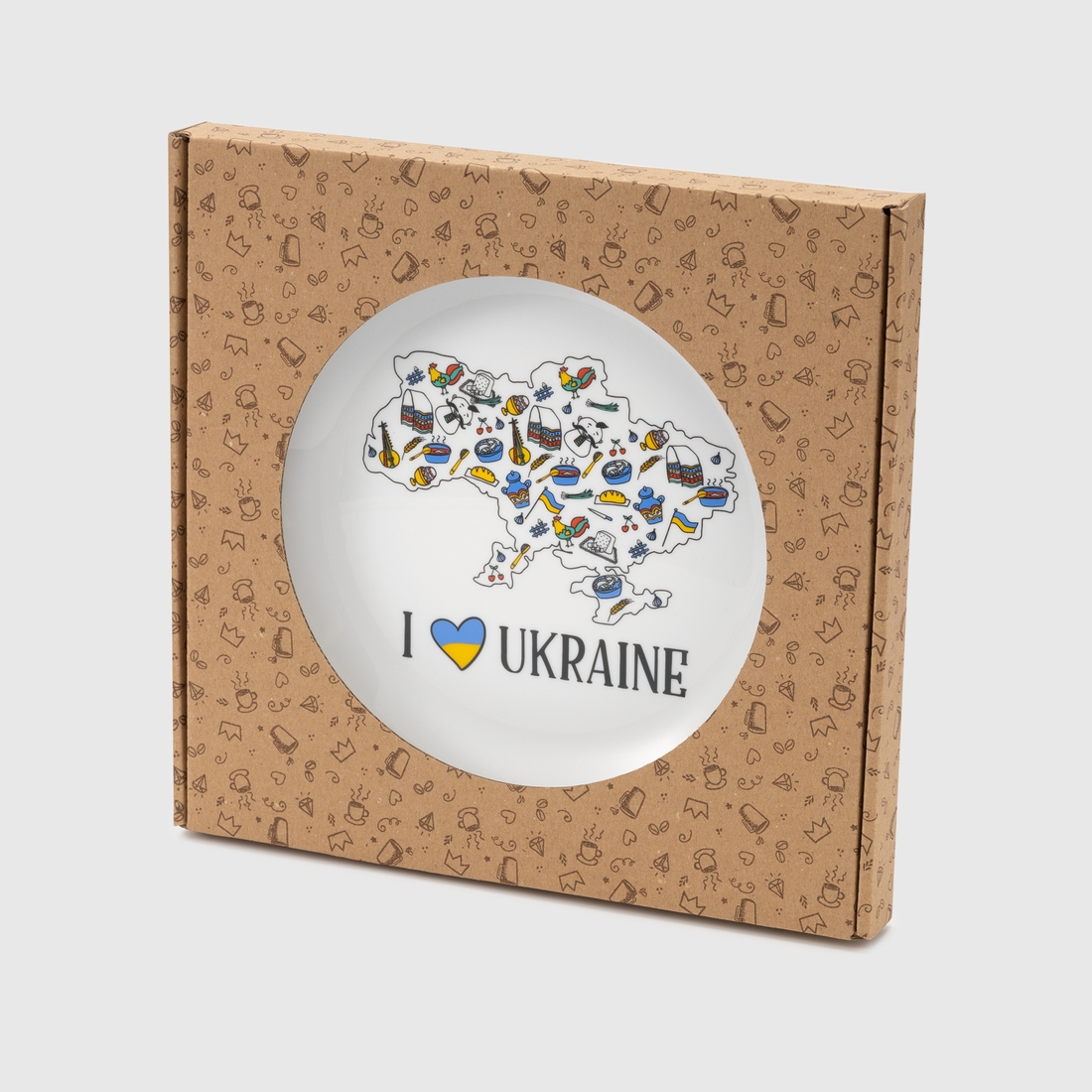 Тарілка в подарунковій упаковці 1219 I Love Ukraine 25 см Різнокольоровий (2000989976226)