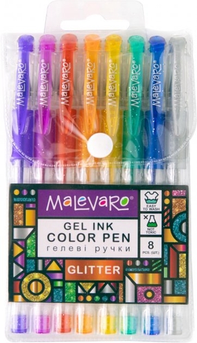 Фото Ручка гелева з блискітками GLITTER, 6 кольорів Malevaro ML760165 (4820252760165)