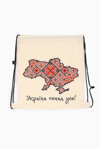 Фото Еко-сумка Орнамент карта України 33,5х40 см Білий (2000989199281D)