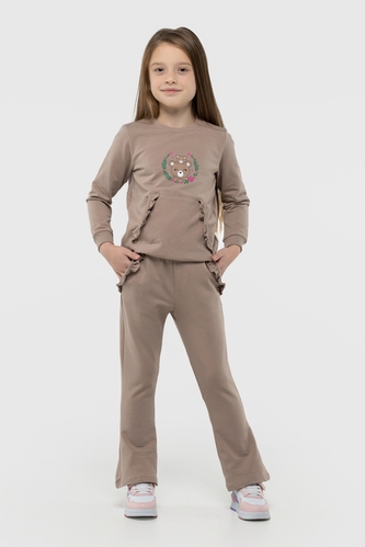 Фото Костюми для дiвчинки (світшот+штани) Pop Fashion 7260 116 см Капучино (2000990249067D)