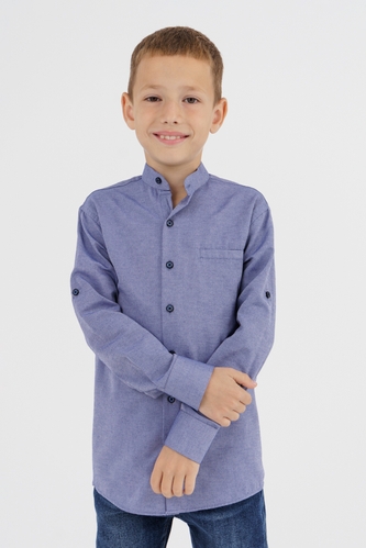 Фото Рубашка однотонная для мальчика Redpolo 1719 140 см Джинсовая (2000990387929D)