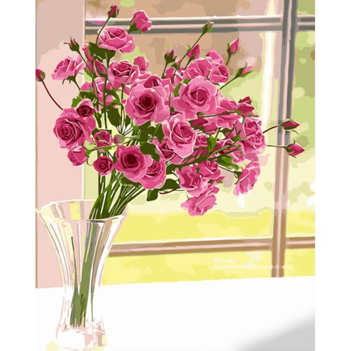Фото Набір для розпису по номерах Букет рожевих троянд Strateg GS1354 (4823113859244)