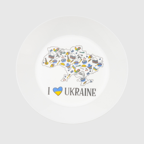 Тарілка в подарунковій упаковці 1219 I Love Ukraine 25 см Різнокольоровий (2000989976226)
