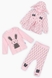 Костюм малявка для дівчинки Mini Papi 6636 реглан + кофта + штани 62 см Рожевий (2000989642480D) Фото 1 з 13