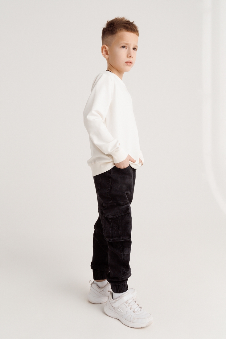Фото Джинсы с манжетом для мальчика MOYABERLA 26822 146 см Черный (2000990191212D)