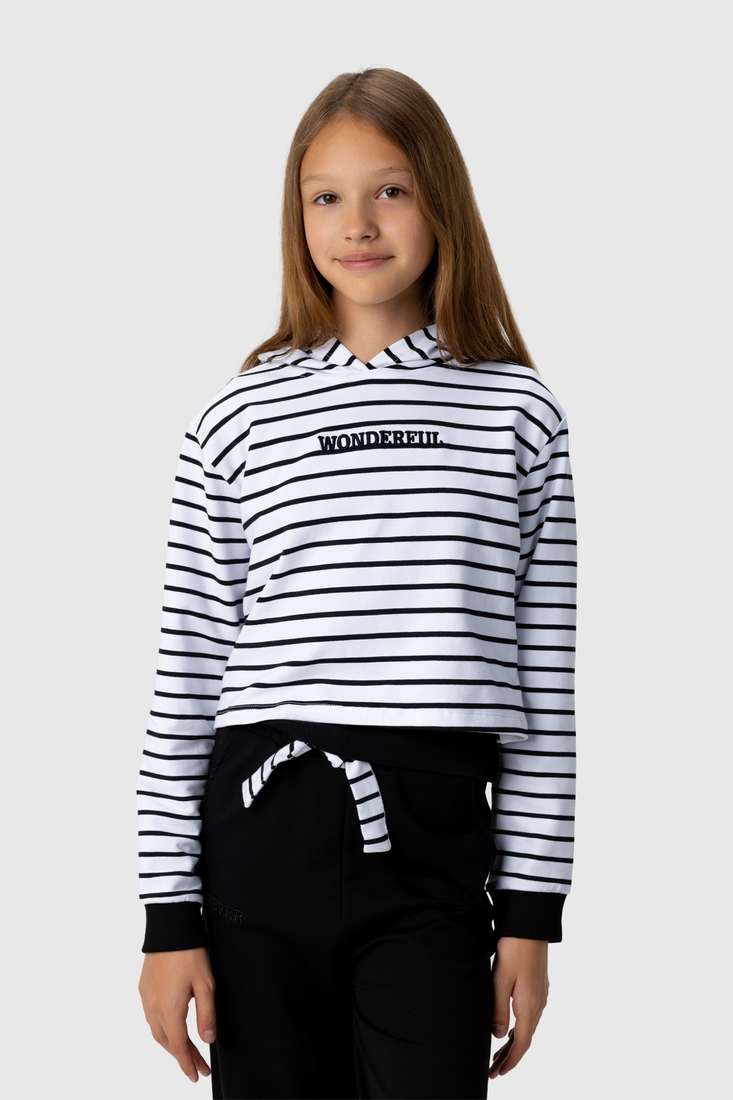 Фото Костюм (худі+майка+штани) для дівчинки Viollen 2189 128 см Біло-чорний (2000990091635D)