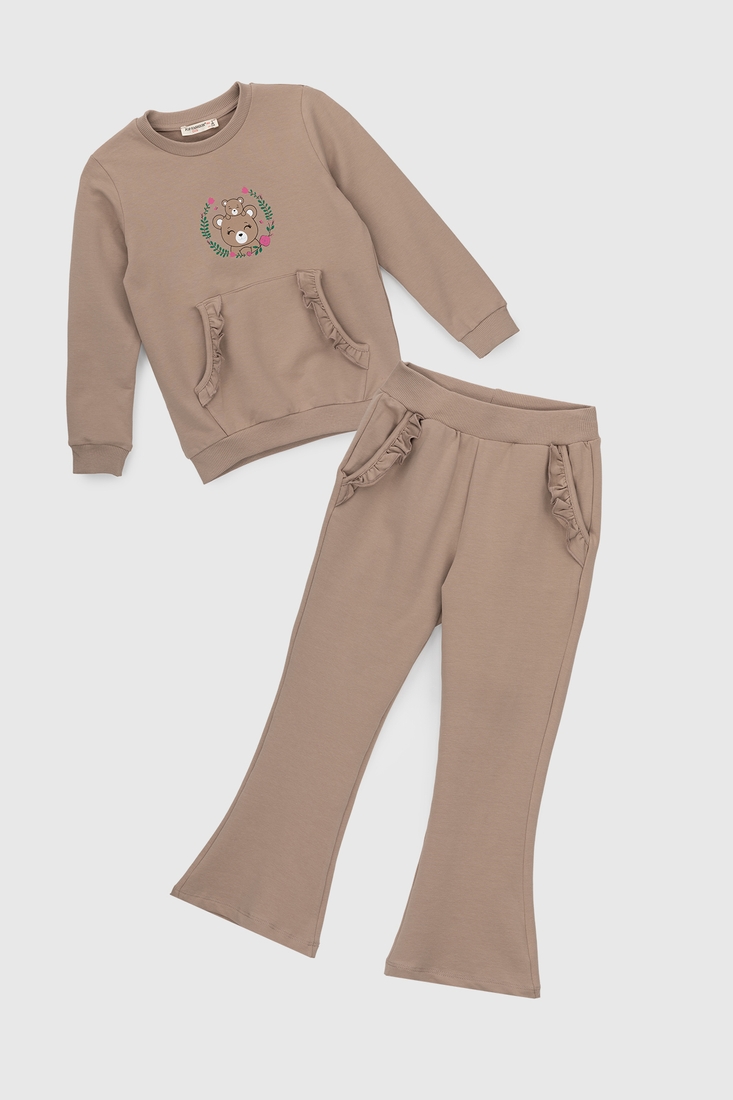 Фото Костюмы для девочки (свитшот+штаны) Pop Fashion 7260 92 см Капучино (2000990158475D)