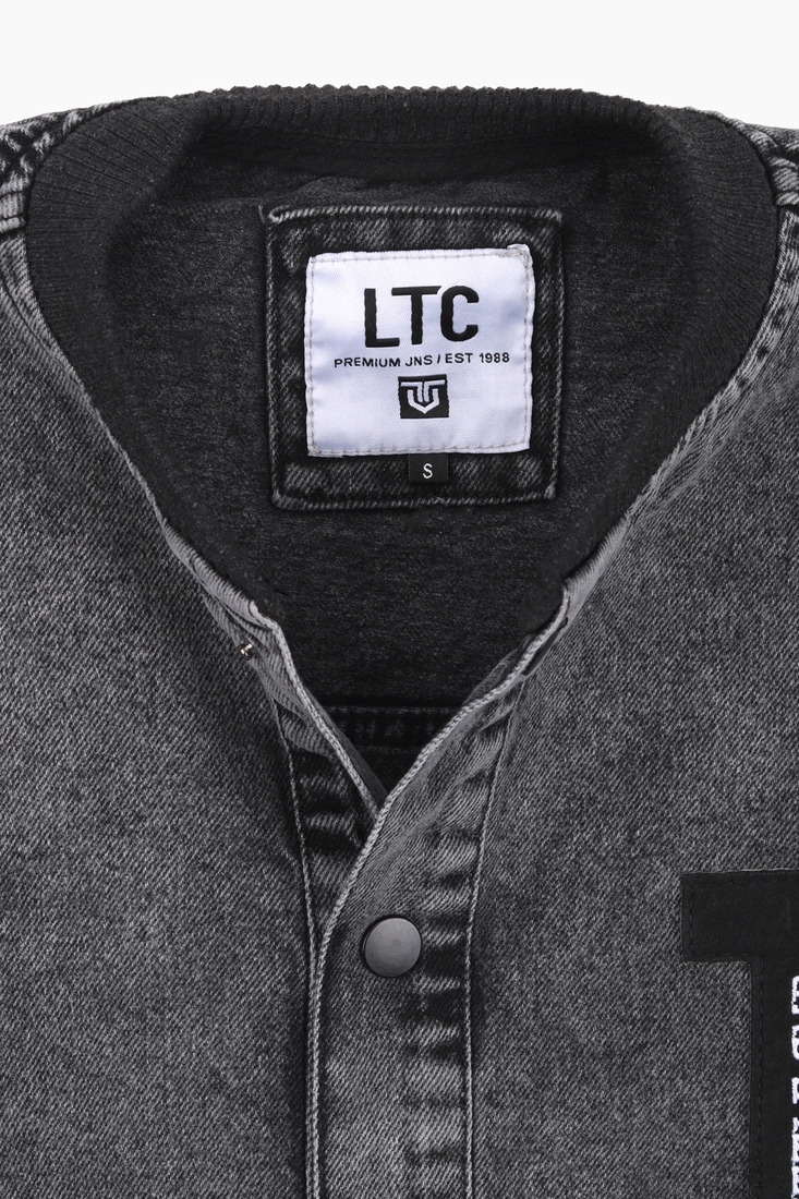 Фото Куртка джинсовая однотонная мужская Little Cup 15777 S Серый (200098949491002D)