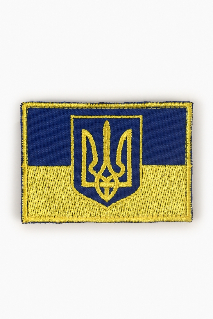 Фото Шеврон Флаг с гербом желто-голубой. 7 х 5 см (2000989091486)